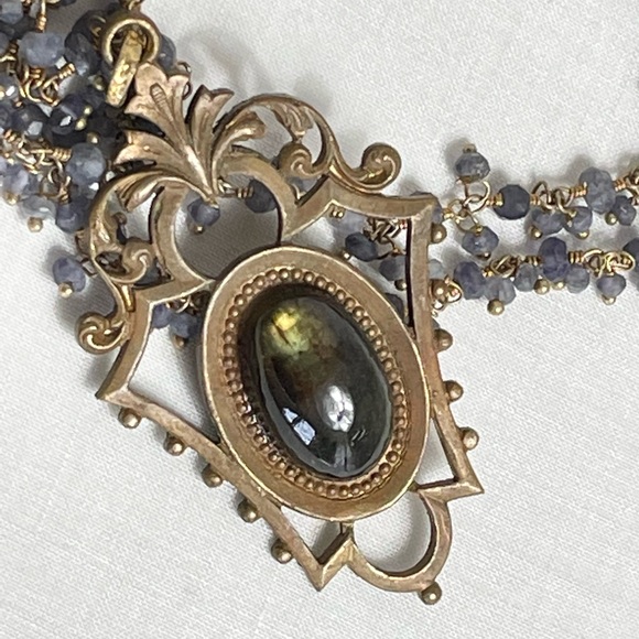 Sapphire and labradorite necklace - Picture 6 of 9